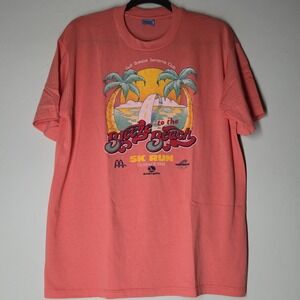 Vintage 80s Breeze To The Beach T Shirt Running Marathon 5K McDonald's Pink